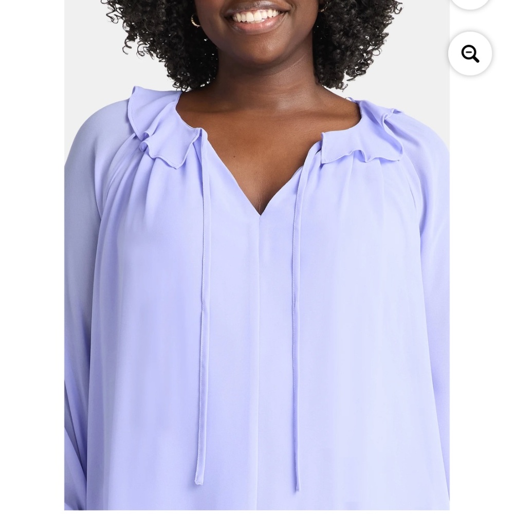 Terra and Sky Women’s Plus Lavender Ruffle Neck Blouse Size 3X NWT - Picture 5 of 8